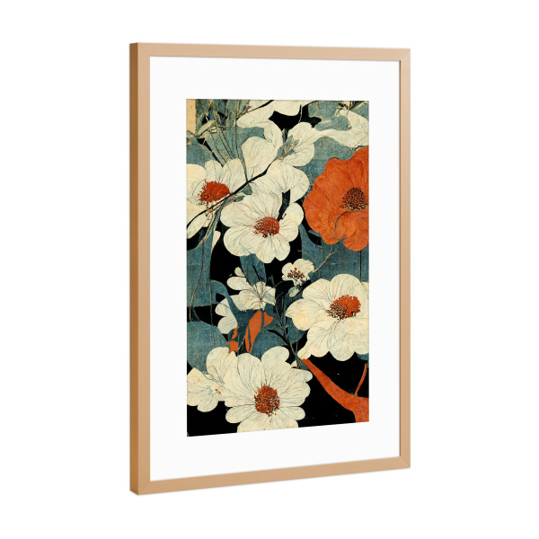 Poster mit Rahmen Kupfer "Asiatische Blumen" artboxONE - Natur,Floral - Blume,Blumen,Floral,Asien,Dekorativ,Schön