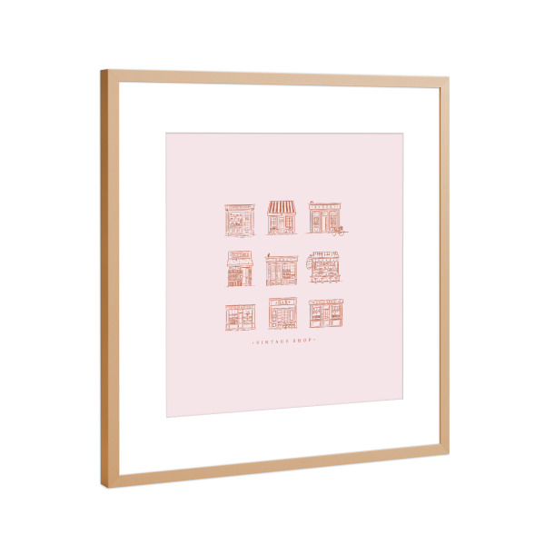Poster mit Rahmen Kupfer "Vintage-Läden rosa" artboxONE - Essen & Trinken,Essen & Trinken / Alkohol,Essen & Trinken / Obst & Gemüse
