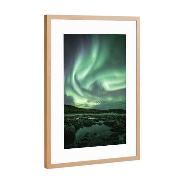 Poster mit Rahmen Kupfer "Magisches Nordlicht" artboxONE - Natur,Galaxy