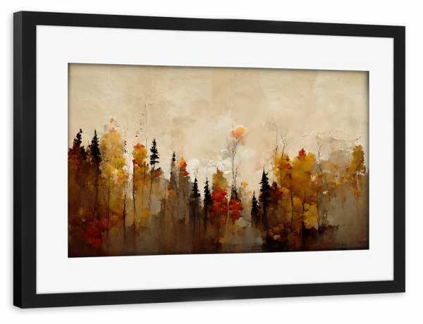 Poster mit Rahmen schwarz "A Forest in Autumn" artboxONE - Natur,Abstrakt