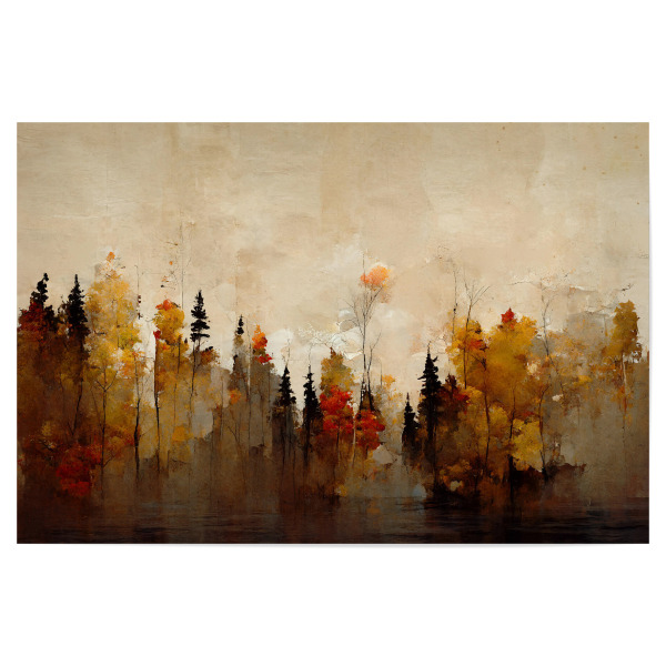 Poster 30x20 cm "A Forest in Autumn" artboxONE - Natur,Abstrakt - Wald,Herbst,Natur,Baum,Bäume,Abstrakt,Dekorativ,Treechild,Beige,Bunt,Orange,Braun