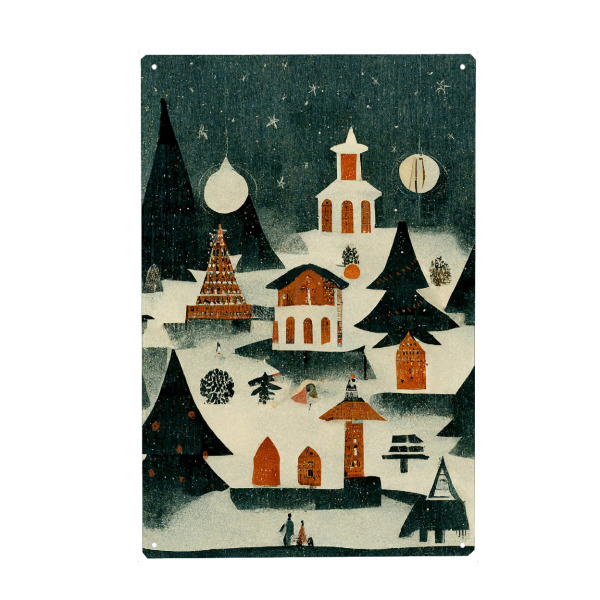 Holzbild "Cute Winter Wonderland" artboxONE - Natur,Für Kinder,Weihnachten