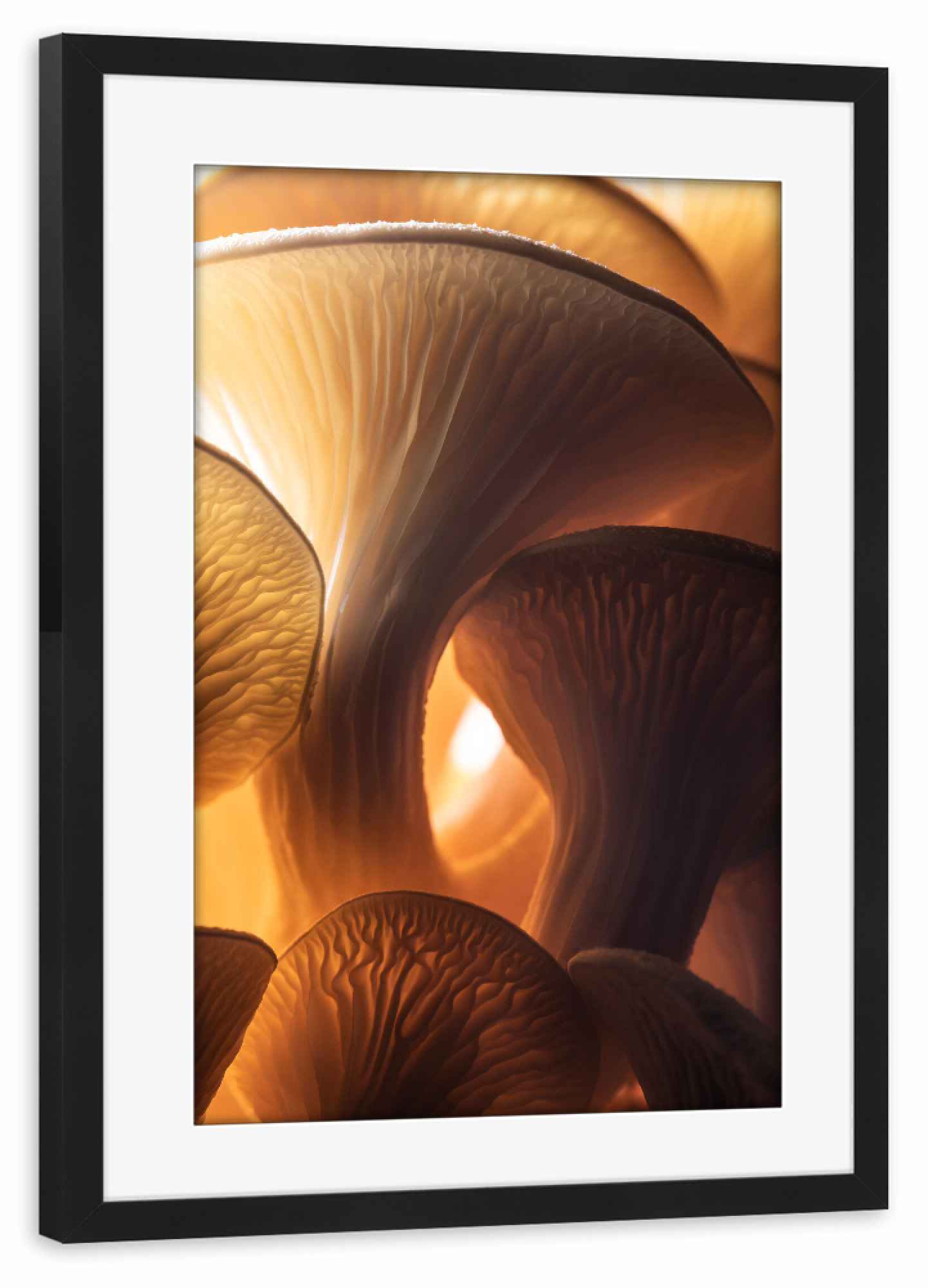 Poster mit Rahmen schwarz "Pilzleuchten" artboxONE - Natur