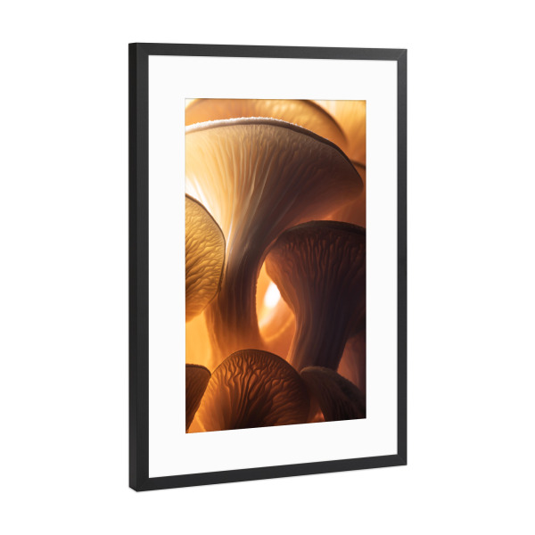 Poster mit Rahmen Schwarz (Metallic) "Pilzleuchten" artboxONE - Natur