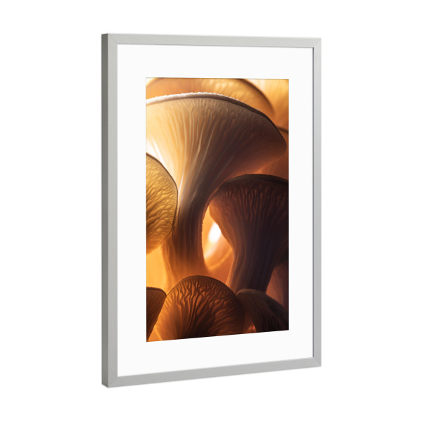 Poster mit Rahmen Silber "Pilzleuchten" artboxONE - Natur