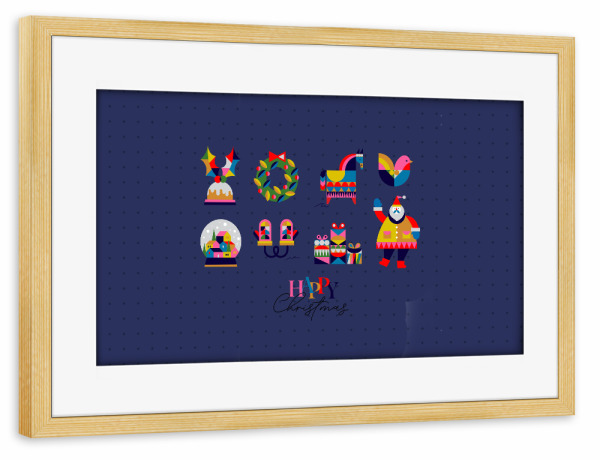 Poster mit Rahmen kiefer "Weihnachtssymbole Sankt blau" artboxONE - Abstrakt,Geometrie,Weihnachten