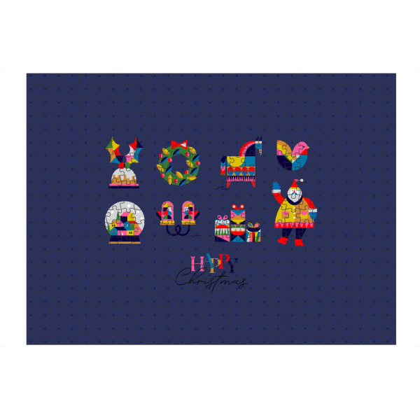 Puzzle Ravensburger "Weihnachtssymbole Sankt blau" artboxONE - Abstrakt,Geometrie,Weihnachten