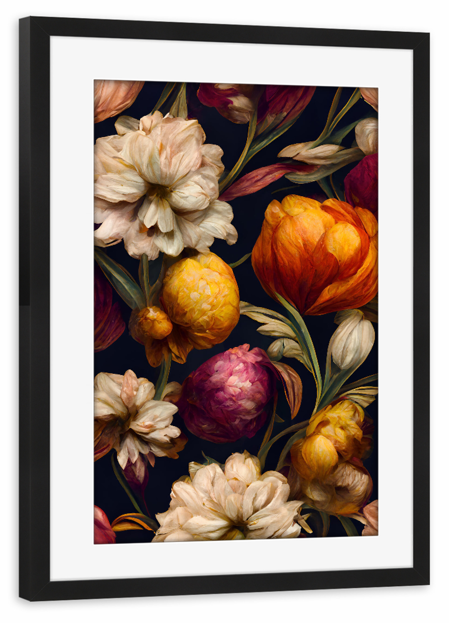 Poster mit Rahmen schwarz "Beautiful Flower Pattern" artboxONE - Natur,Floral,Abstrakt,Für Mama