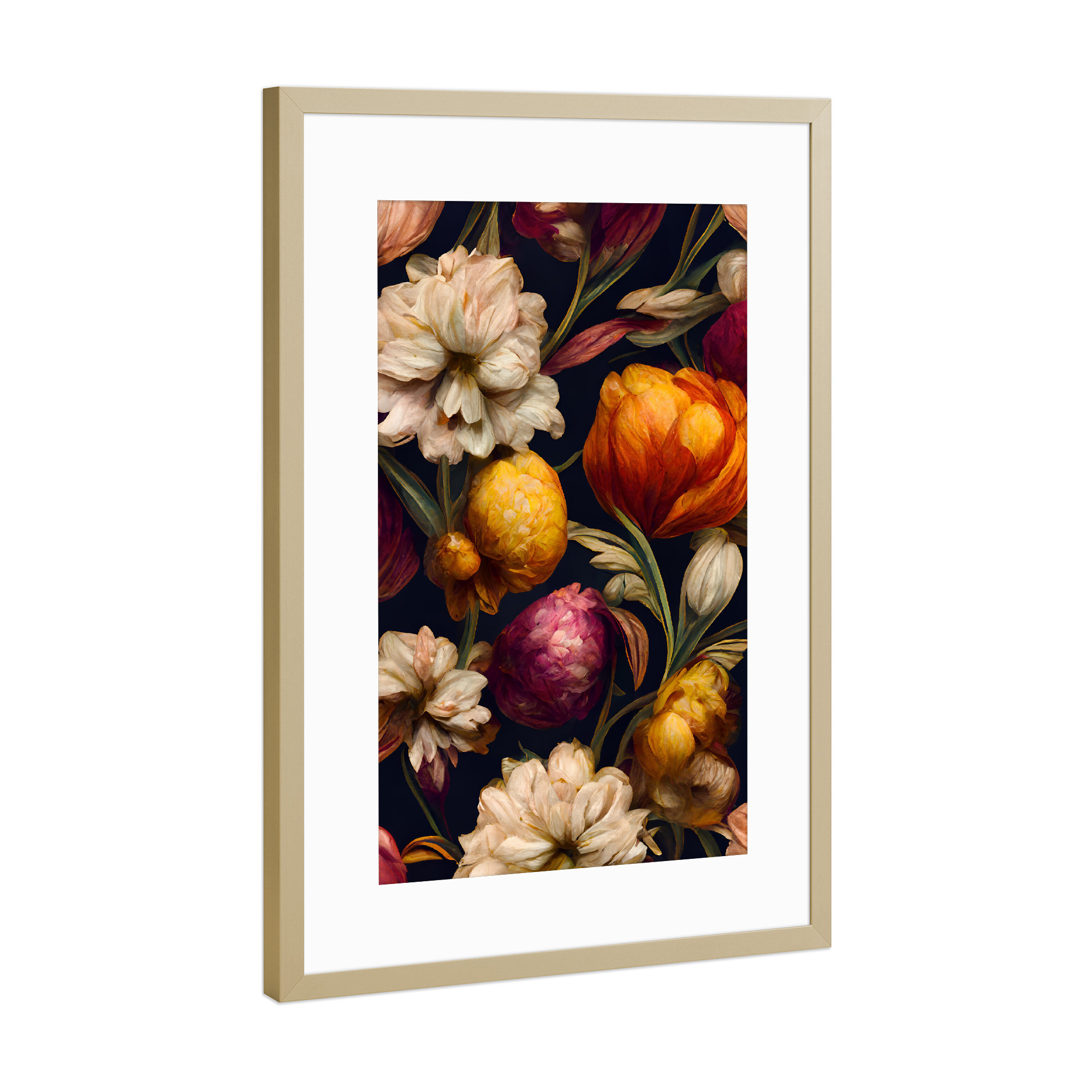 Poster mit Rahmen Gold "Beautiful Flower Pattern" artboxONE - Natur,Floral,Abstrakt,Für Mama