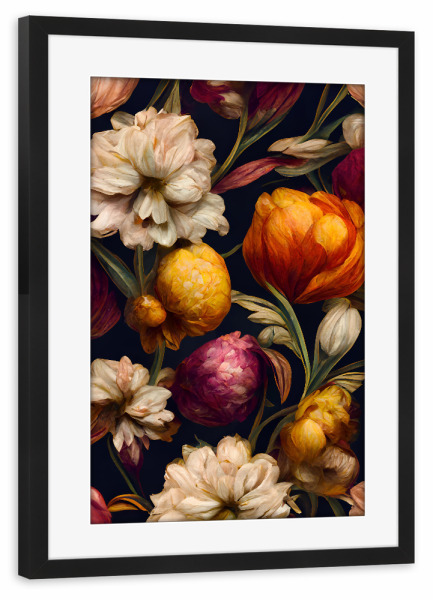 Poster mit Rahmen schwarz "Beautiful Flower Pattern" artboxONE - Natur,Floral,Abstrakt,Für Mama