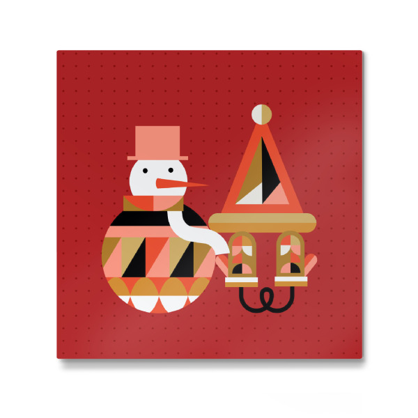 Galerie-Print "Schneemann im Kubismus-Stil rot" 30x30 cm artboxONE