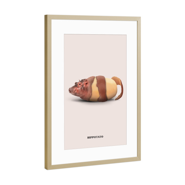 Poster mit Rahmen Gold "Hippotato" artboxONE - Tiere,Essen & Trinken,Lustig