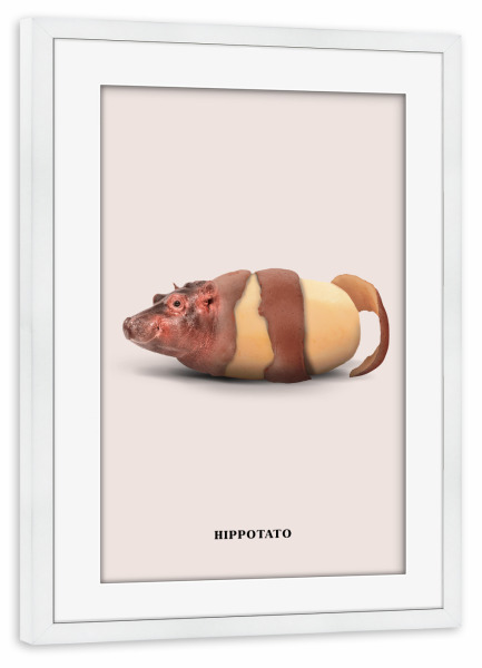 Poster mit Rahmen weiß "Hippotato" artboxONE - Tiere,Essen & Trinken,Lustig
