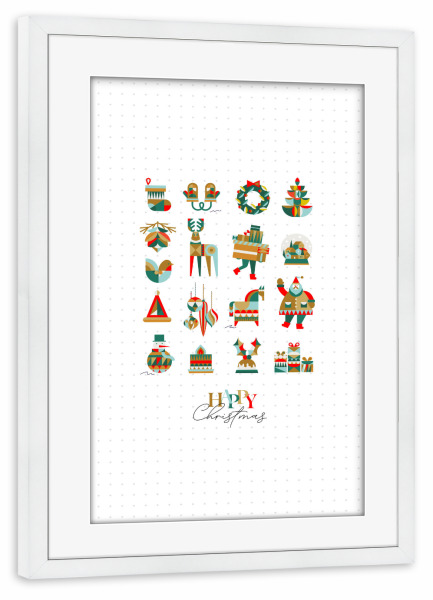 Poster mit Rahmen weiß "Weihnachtssymbole" artboxONE - Abstrakt,Geometrie,Weihnachten
