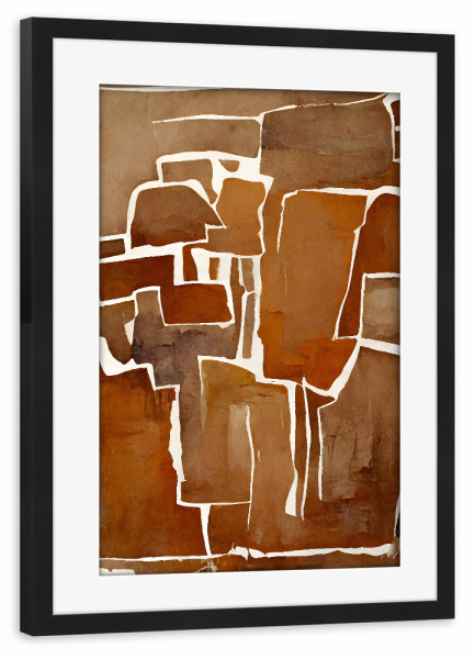 Poster mit Rahmen schwarz "Cutted" artboxONE - Abstrakt,Geometrie - Abstrakt,Braun,Beige,Geschnitten,Dekorativ,Treechild,Pinselstriche,Struktur