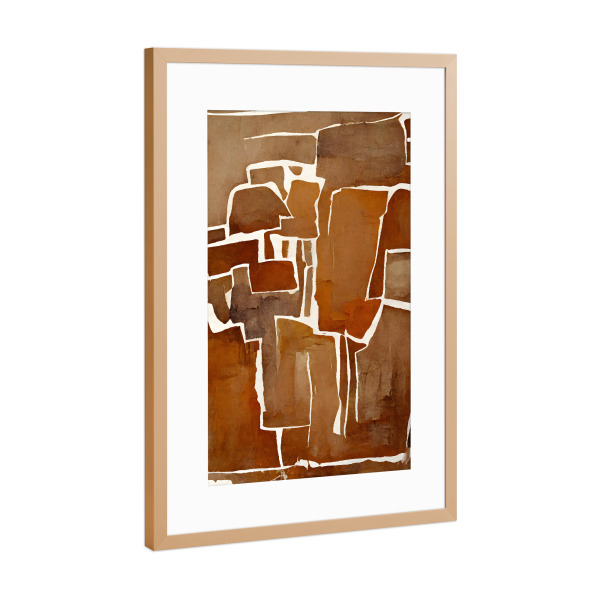 Poster mit Rahmen Kupfer "Cutted" artboxONE - Abstrakt,Geometrie - Abstrakt,Braun,Beige,Geschnitten,Dekorativ,Treechild,Pinselstriche,Struktur