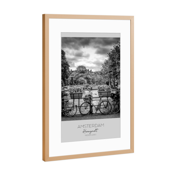 Poster mit Rahmen Kupfer "Im Fokus: AMSTERDAM Herengracht" artboxONE - Schwarzweiß,Architektur,Städte / Amsterdam