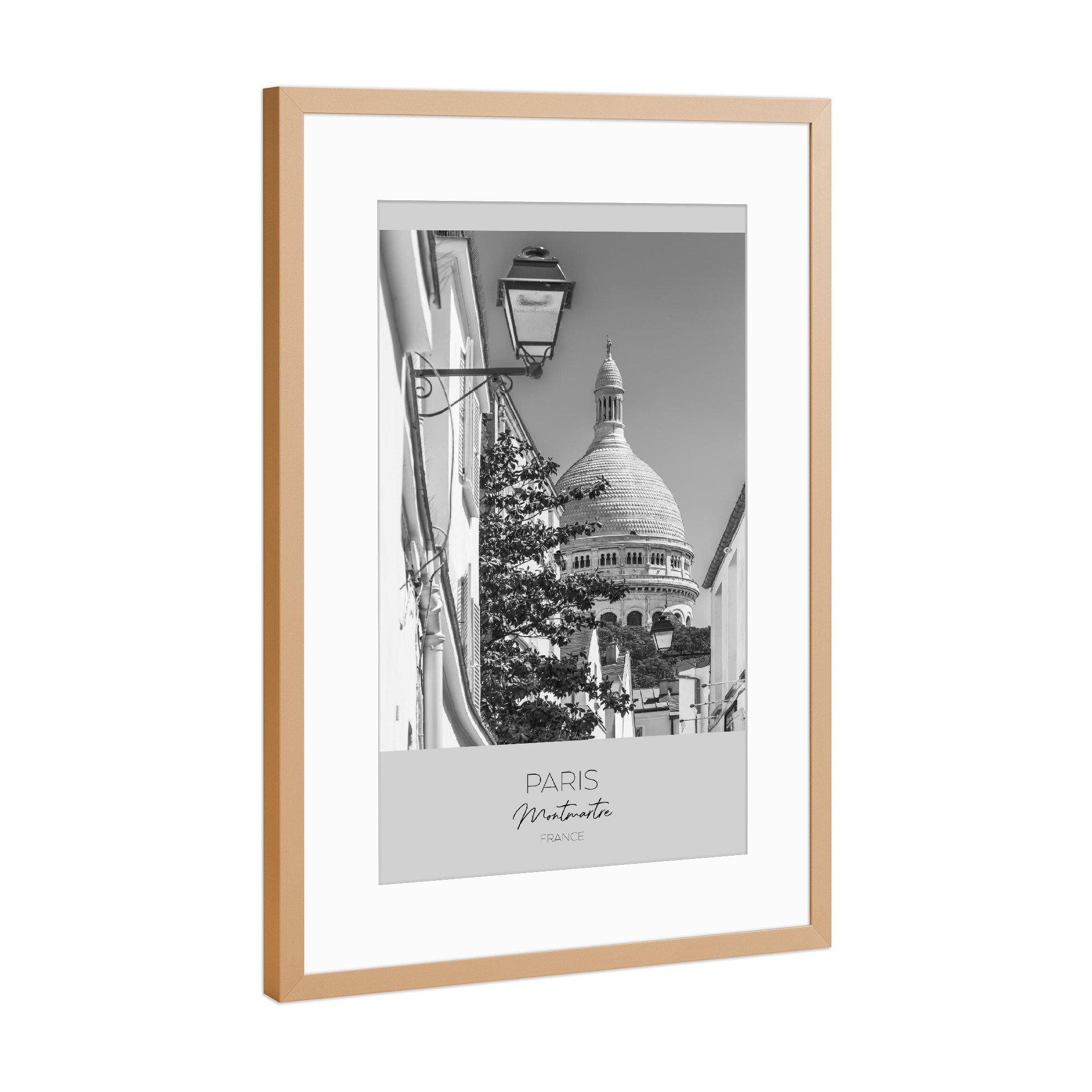 Poster mit Rahmen Kupfer "Im Fokus: PARIS Montmartre" artboxONE - Schwarzweiß,Architektur,Städte / Paris