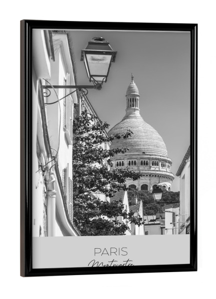 Poster mit schwarzem Rahmen "Im Fokus: PARIS Montmartre" artboxONE - Schwarzweiß,Architektur,Städte / Paris