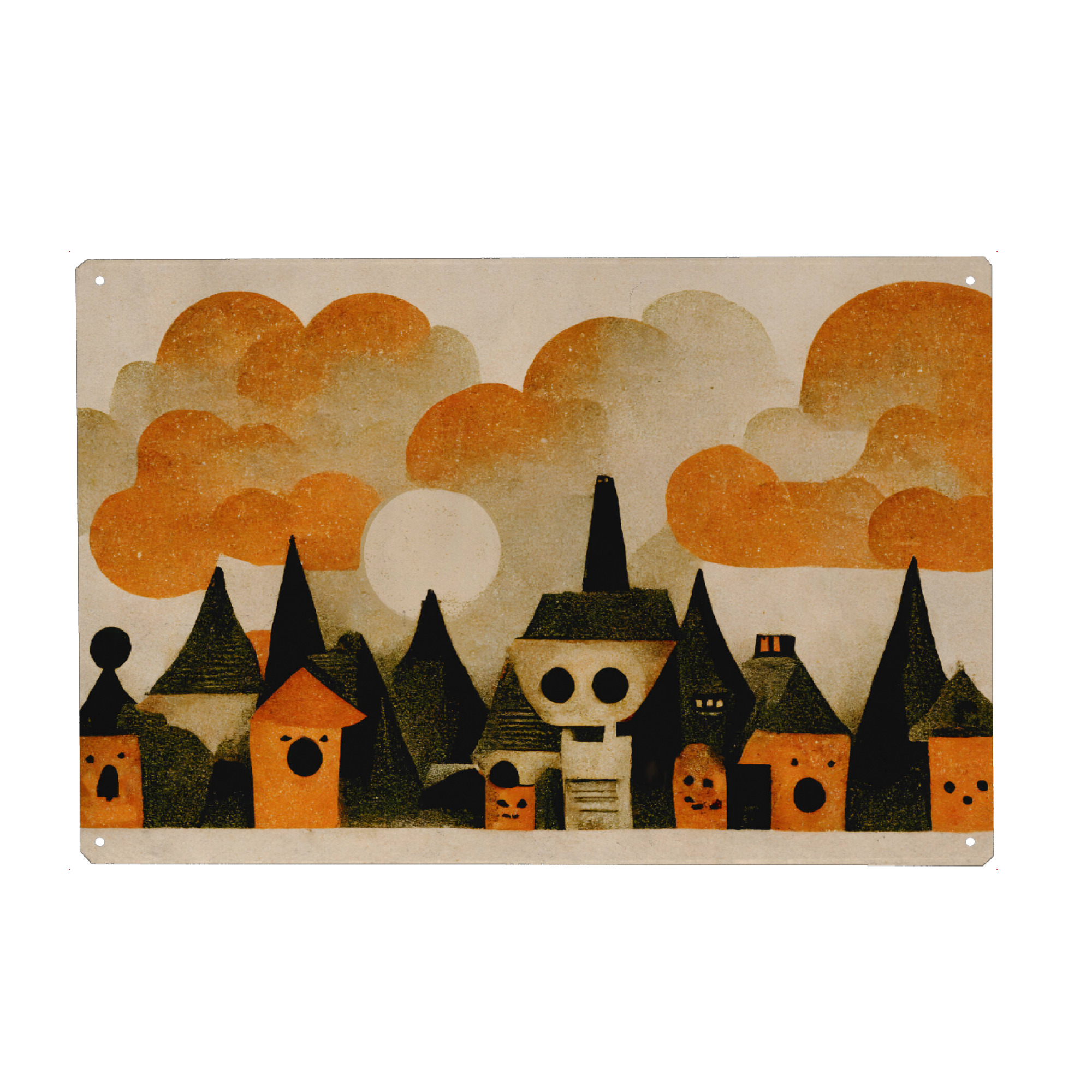 Holzbild "Halloween Village" artboxONE - Für Kinder,Halloween,Lustig