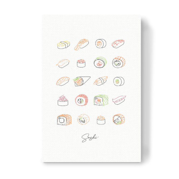 Leinwandbild "Sushi Set Linienstil Farbe weiß" artboxONE - Essen & Trinken