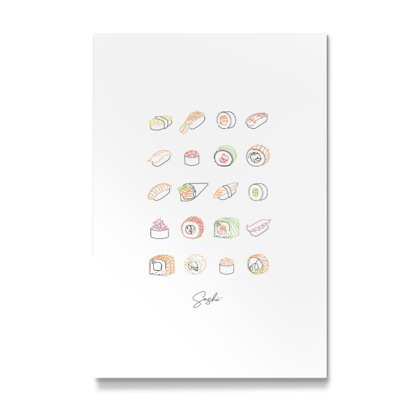 Galerie-Print "Sushi Set Linienstil Farbe weiß" 30x20 cm artboxONE