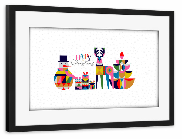 Poster mit Rahmen schwarz "Weihnachtshirsch, Geschenklicht" artboxONE - Weihnachten