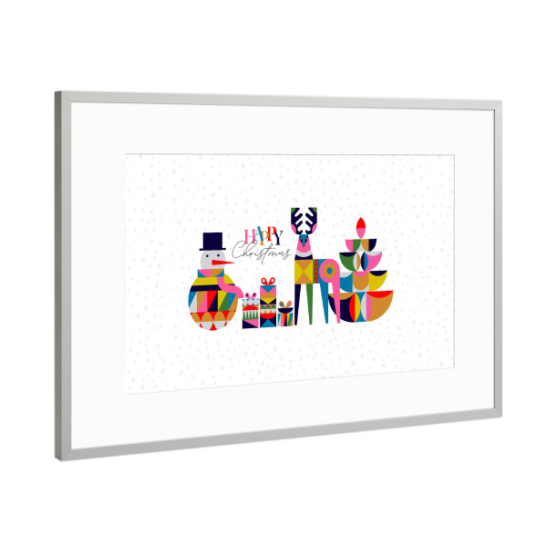 Poster mit Rahmen Silber "Weihnachtshirsch, Geschenklicht" artboxONE - Weihnachten