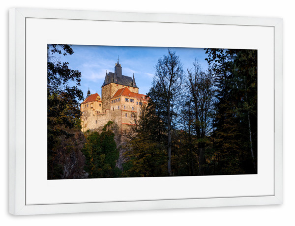 Poster mit Rahmen weiß "Kriebsteins Ritterburg" artboxONE - Architektur