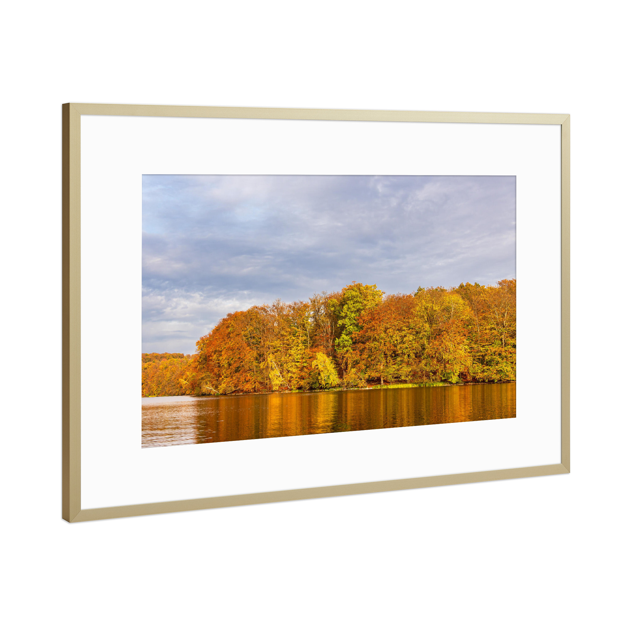 Poster mit Rahmen Gold "See, Herbst, Wald" artboxONE - Natur,Reise