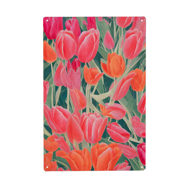 Holzbild "Pink And Orange Tulips" artboxONE - Floral,Für Kinder,Abstrakt,Für Mama