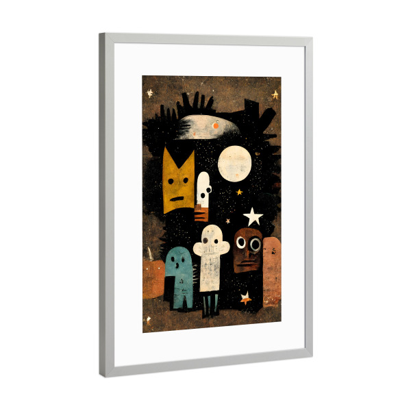 Poster mit Rahmen Silber "Me And My Spooky Friends" artboxONE - Für Kinder,Abstrakt,Halloween,Lustig