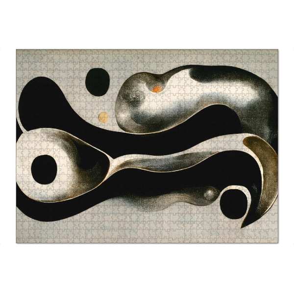 Puzzle Ravensburger "Liquid Metal" artboxONE - Abstrakt - Metall,Silver,Silber,Abstrakt,Schwarz,Surreal,Treechild,Leinen - Bild metall