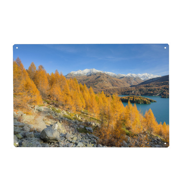 Holzbild "Goldener Herbst im Engadin" artboxONE - Natur,Reise,Reise / Länder