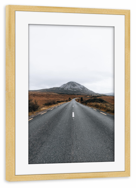 Poster mit Rahmen kiefer "A Mountain Road" artboxONE - Natur,Reise,Reise / Länder - Mountain,Berg,Landscape,Road,Straße,Moody,Landschaft