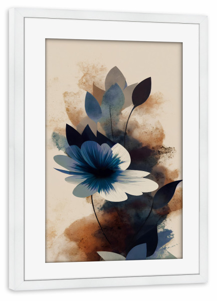 Poster mit Rahmen weiß "The Blue Flower" artboxONE - Natur,Floral,Abstrakt,Für Mama