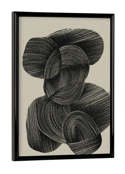 Poster mit schwarzem Rahmen "Stroh Kugeln" artboxONE - Abstrakt,Geometrie - Stroh,Fineline,Abstrakt,Dekorative,Kunst,Schlicht,Beige,Schwarz,Treechild