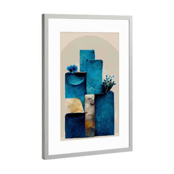 Poster mit Rahmen Silber "Sapphire Blue Arrangement" artboxONE - Natur,Floral,Abstrakt,Für Mama