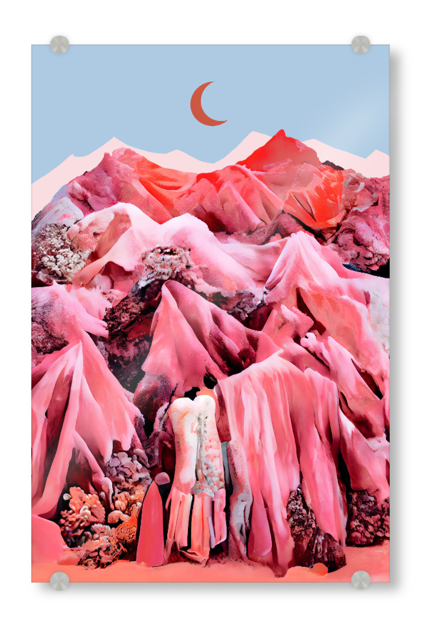 Acrylglasbild "Pink Textile Mountains" artboxONE - Natur,Abstrakt,Fashion - Berge,Natur,Textilien,Fashion,Mode,Mond,Treechild