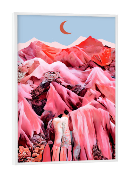 Poster mit weißem Rahmen "Pink Textile Mountains" artboxONE - Natur,Abstrakt,Fashion - Berge,Natur,Textilien,Fashion,Mode,Mond,Treechild