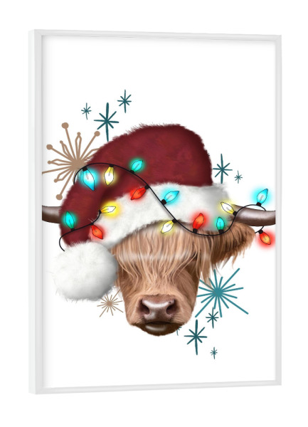 Poster mit weißem Rahmen "Weihnachts-Yak" artboxONE - Tiere,Weihnachten,Festivals,Lustig
