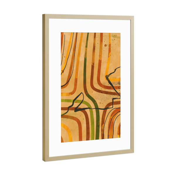 Poster mit Rahmen Gold "Sonnenblumenfarben" artboxONE - Natur,Abstrakt,Geometrie