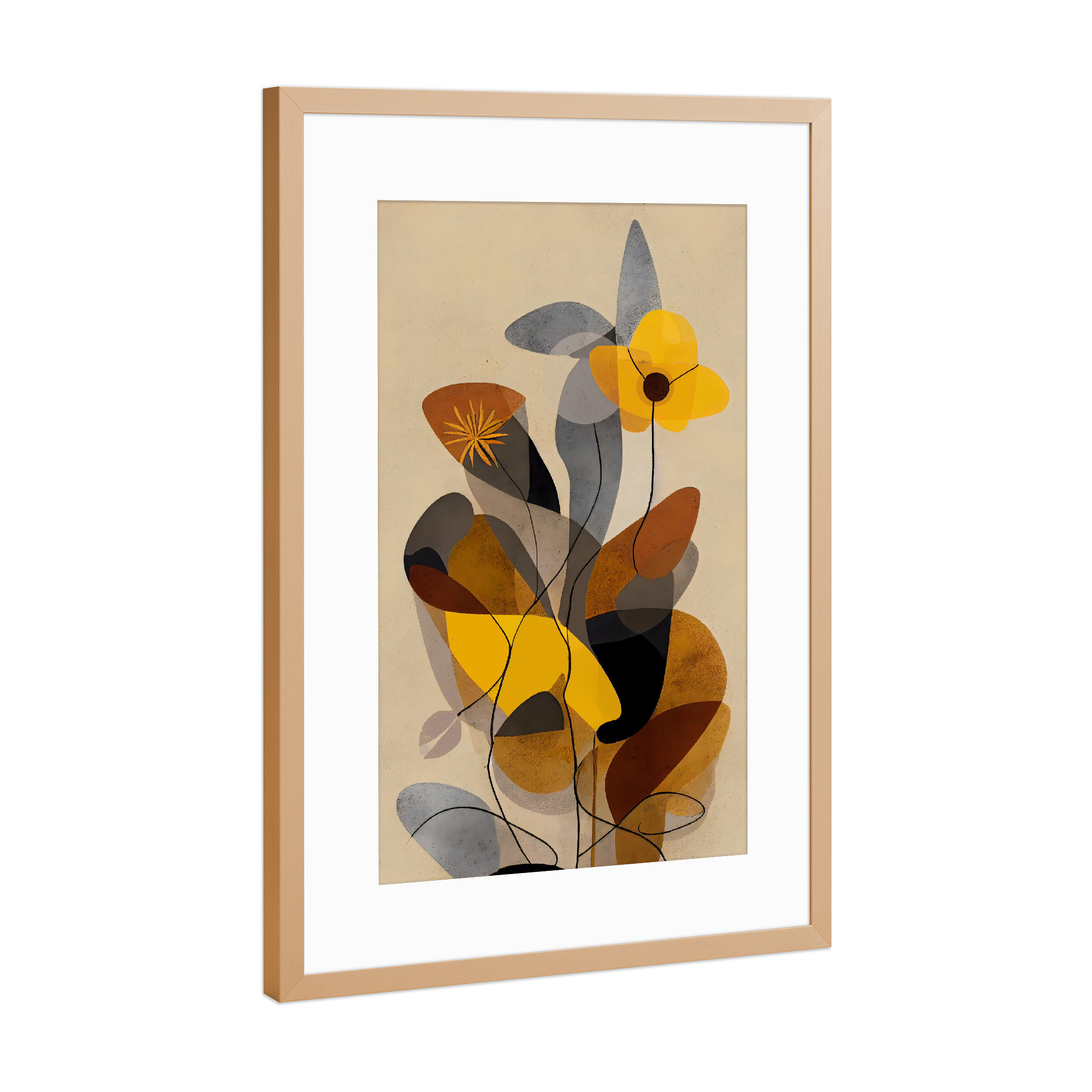 Poster mit Rahmen Kupfer "Im Sommergarten" artboxONE - Natur,Floral,Abstrakt,Für Mama - Blume,Blumen,Floral,Garten,Abstrakt,Braun,Beige,Gelb,Treechild