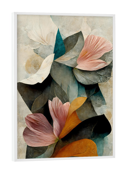 Poster mit weißem Rahmen "Growing" artboxONE - Floral,Abstrakt,Für Mama - Blume,Blumen,Wachsen,Garten,Blüten,Abstrakt,Treechild,Pastell,Beige