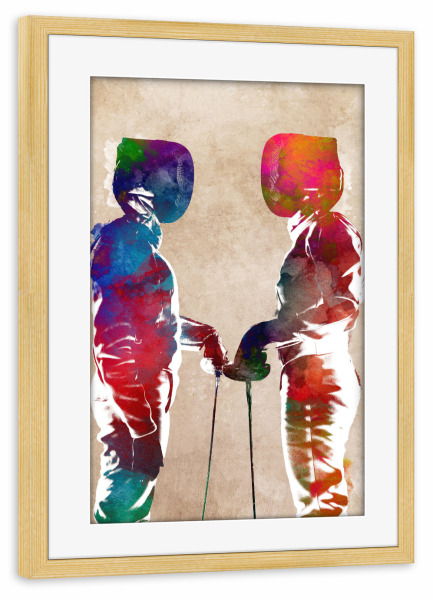 Poster mit Rahmen kiefer "Fechter-Sport-Illustration" artboxONE - Sport,Sport / Motivation - Fechter,Fechter,Fechten,Schwert,Sport,Spieler,Spiel