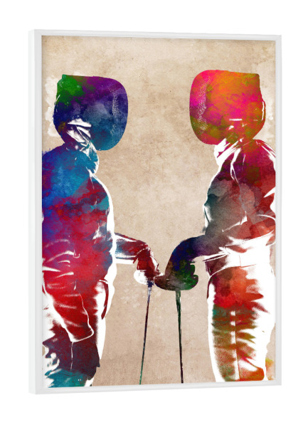 Poster mit weißem Rahmen "Fechter-Sport-Illustration" artboxONE - Sport,Sport / Motivation - Fechter,Fechter,Fechten,Schwert,Sport,Spieler,Spiel