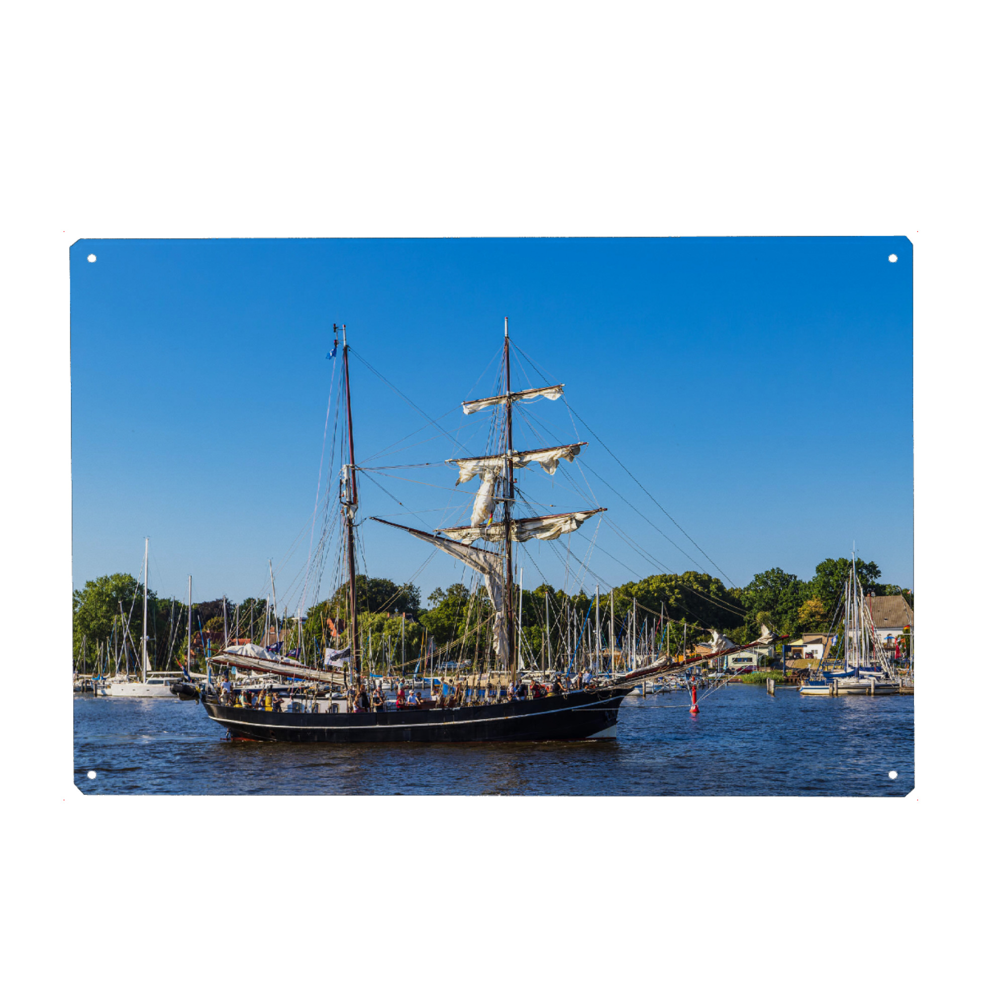 Metall Poster "Fluss, Schiff, Himmel" artboxONE - Natur,Reise