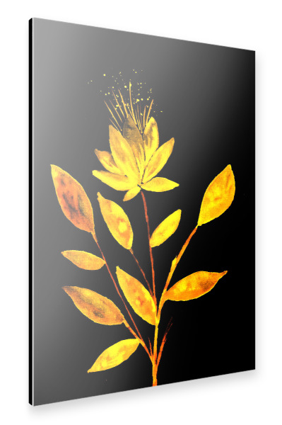 Alu-Dibond "Goldene Feuer Blumen" 30x20 cm artboxONE
