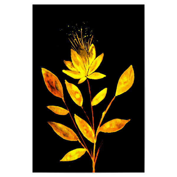 Poster "Goldene Feuer Blumen" artboxONE - Floral - Blumen,Pflanzen,Natur,Surreal,Golden,Blüten,Blätter,Dekorative,Abstrakt
