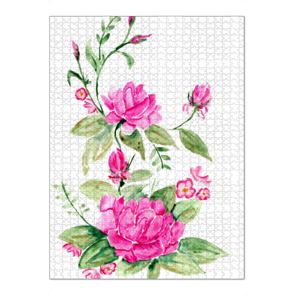 Puzzle Ravensburger "Rosa Rosen Ornament" artboxONE - Floral - Blumen,Floral,Rosen,Blüten,Blätter,Wasserfarben,Traditionell,Natur,Dekorativ,Farbenfroh